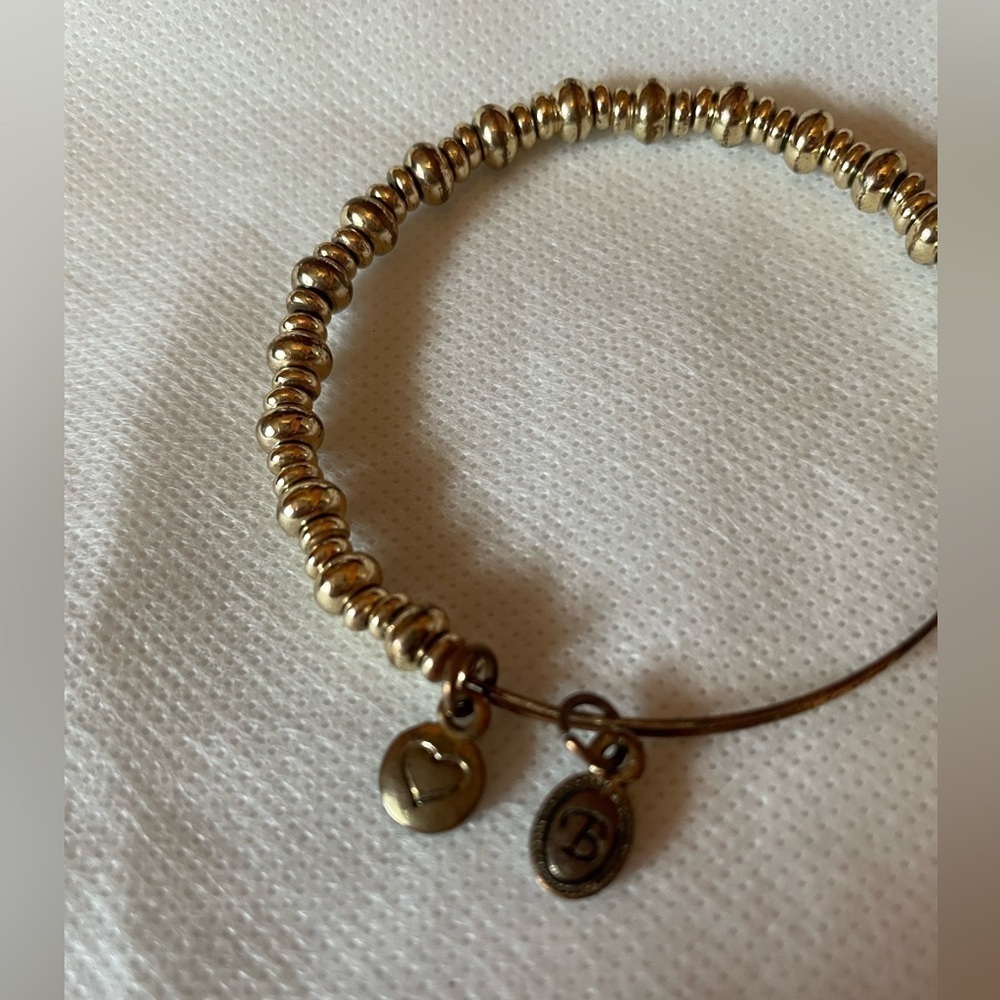 Alex and Ani Gold tone bracelet with heart charm and B charm - Picture 2 of 2